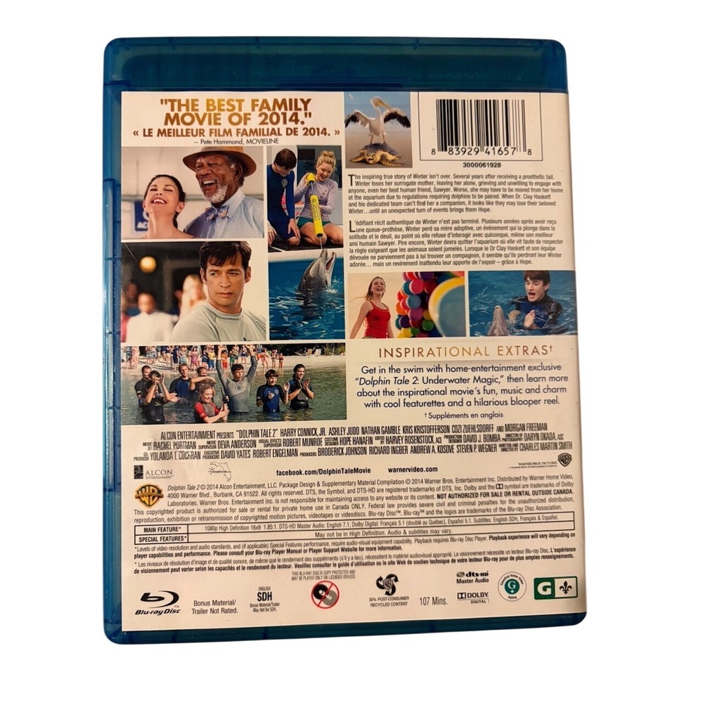 Dolphin Tale 2 Blu-ray DVD Combo Harry Connick Jr Ashley Judd Morgan Freeman - Picture 2 of 3